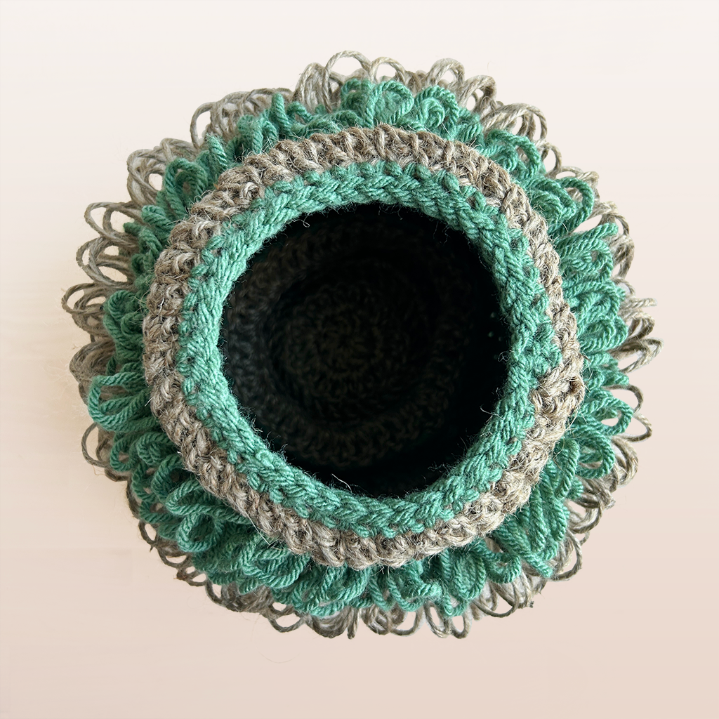 LV003 Shaggy Stripey Loopy Spherical Vessel