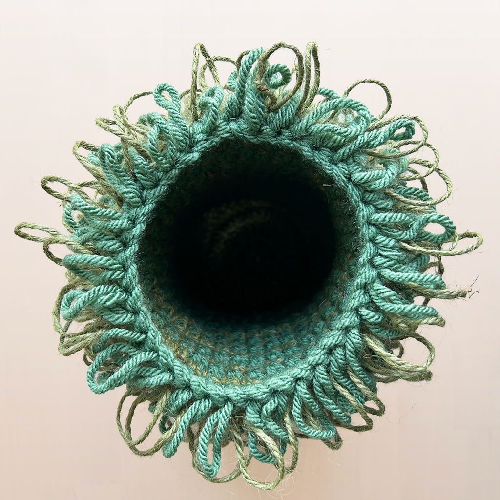 LV004 Shaggy Green Loopy Column Vessel
