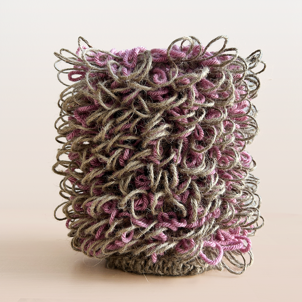 LV008 Shaggy Stripey Loopy Column Vessel