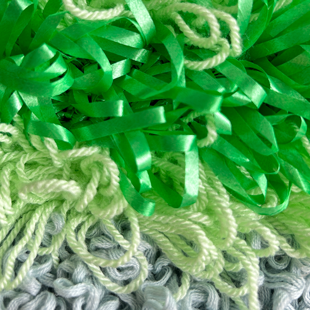 LV26 Loopy Vessel Crocheted Bag in Sky Blue, Pistachio Green and Emerald Green Stripes