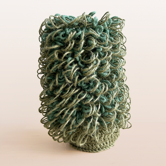 LV004 Shaggy Green Loopy Column Vessel