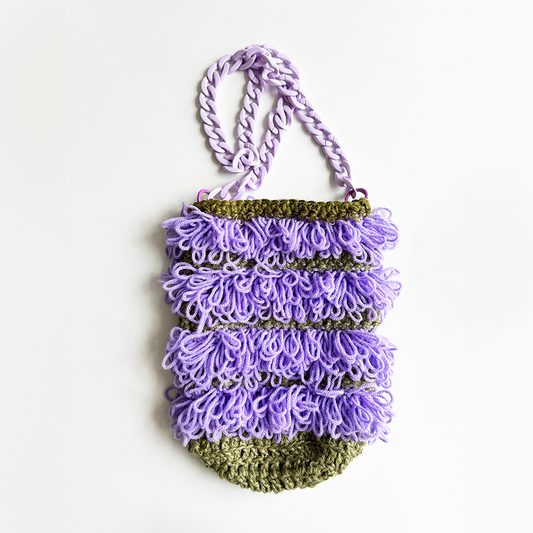 LV20 Stripe Loopy Column Vessel Bag Lilac and Green
