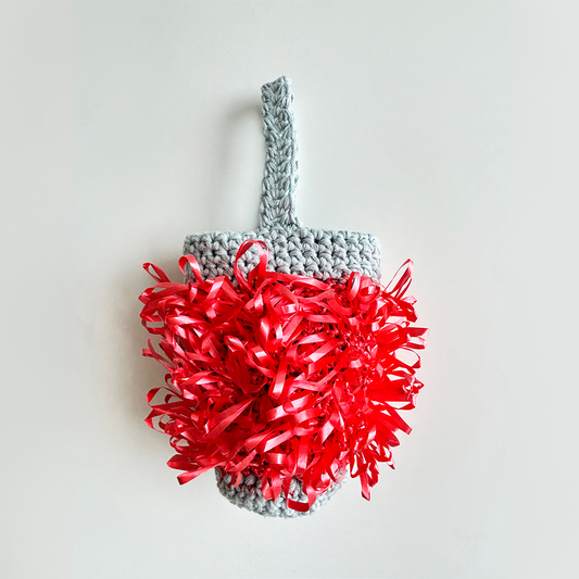 LV24 Loopy Vessel Crocheted Bucket Bag in Sky Blue and Red