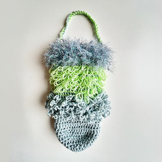 LV25 Loopy Vessel Crocheted Bag in Sky Blue and Pistachio Green